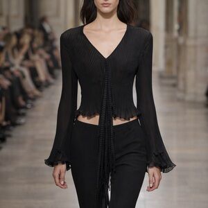 Komarov Black Sheer Blouse Whimsigoth Dark Feminine Size Small